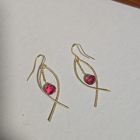 Pink tourmaline earrings - Picture 2 of 3